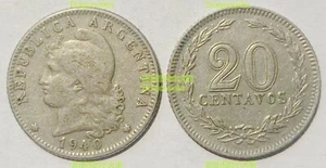 Argentina 20 Centavos 1940 21mm co-ni coin  km36 - Picture 1 of 1