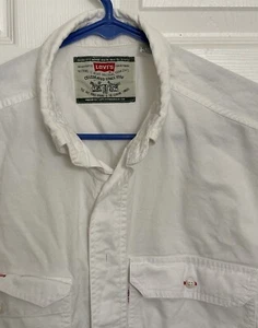 Camicia vintage LEVIS denim uomo media bianca manica corta bottoni anni 90 moderna autentica - Foto 1 di 3