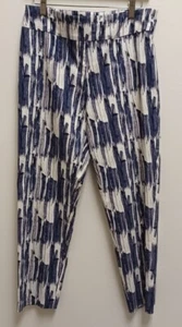 Boho Chic Blue & White Abstract Pull On Misses Pants Size 8 - Picture 1 of 7