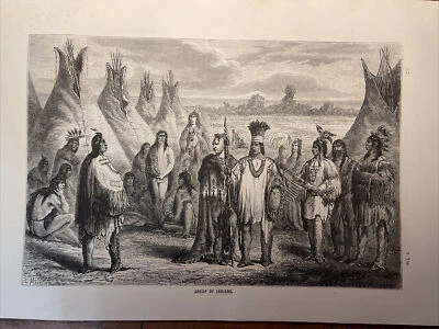 1862 Original Illustration Kupferstich Vintage Lithographie Holzstich Indians - Bild 1 von 4
