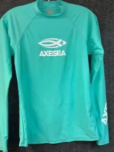 AXESEA Shell Point Long Sleeve Womens Swim Top Aqua Sz Medium - Picture 1 of 5