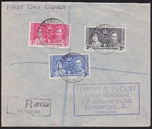 BR SOMALILAND 1937 Coronation registered FDC ex Berbera to UK..............B6728 - Picture 1 of 1