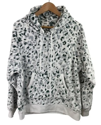 BKE Buckle Women Size Small White & Green Leopard Print Fleece Hoodie Sweatshirt - Image 1 of 4