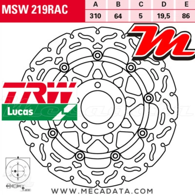 TRW Lucas MSW 219 RAC Suzuki GS 500 E, EU (GM51B) 1999 Front Brake Disc - Image 1 of 2