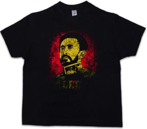 HAILE SELASSIE PORTRAIT I Kids Boys T-Shirt Lion of Judah Ethiopia Rastafari - Picture 1 of 1