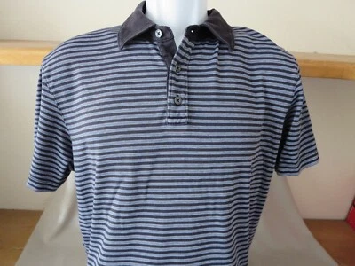 Michael Kors Men's Polo Shirt Blue Black Striped Size Extra Large XL - Image 1 of 4