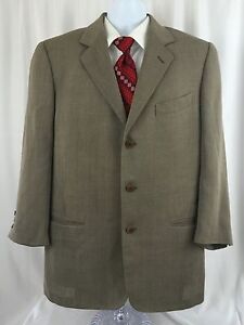 Calvin Klein Collections Sports Coat Suit Jacket 3 Button Wool Herringbone Italy