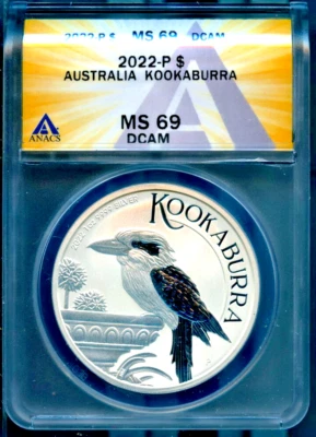 2022 $1 Silver Australian Kookaburra MS 69 DCAM ANACS # 7874624 + Bonus - Image 1 of 2