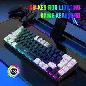68 Tasten Gaming-Tastatur USB-Kabel tragbare 20 RGB Hintergrundbeleuchtung Taste - Bild 1 von 10