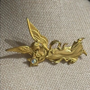 JJ Jonette Gold Fire Star Angel Goddess Figural Brooch Vintage Signed Lapel Pin - Picture 1 of 8