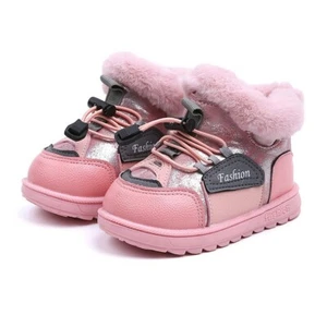 Mädchen Winter Stiefel Fell Boots warm gefüttert 26 rosa Glitzer Profilsohle - Picture 1 of 2