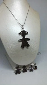 COLLANA CIONDOLO DONNA BEBE' ARGENTO BABY BIMBA LISCIO ZIRCONE 5 MISURE RODIO - Foto 1 di 4