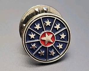 Lapel Pin Lot Star Pins Stars Vintage Silver Hat Circle Tone Enamel Blue Pinback - Picture 1 of 5