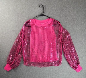 Anthropologie Pilcro Netz Pailletten Top XS Rosa Langarm - Bild 1 von 7