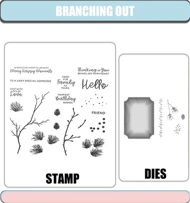 BRANCHING OUT Stamps and Cutting Dies set for Scrapbooking DIY Card Making Craft