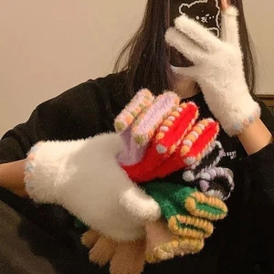 Elastic Fleece Women's Gloves Korean Style Ski Mittens For Girls Winter - Picture 1 of 17