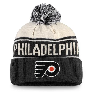Men's-Fanatics  Black Philadelphia Flyers Heritage Cuffed Knit Hat with Pom - Picture 1 of 3