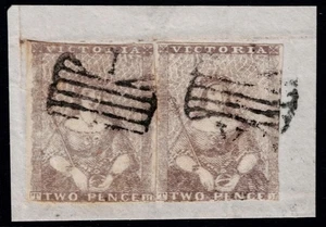 1850 Victoria 2x 2d Grey SG 13 Tied Piece Neat Cancels Scarce FU Cat. £500.00 - Picture 1 of 1