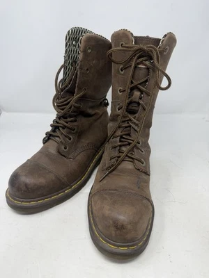 Doc Dr Martens Industrial Steel Toe Boots Brown Leather LEAH Women's US 9 - Image 1 of 4
