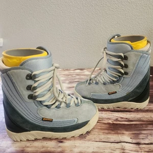 Burton Moto Womens 9 Boots Snowboarding Ski Snow Classic Blue Suede White Yellow - Picture 1 of 9