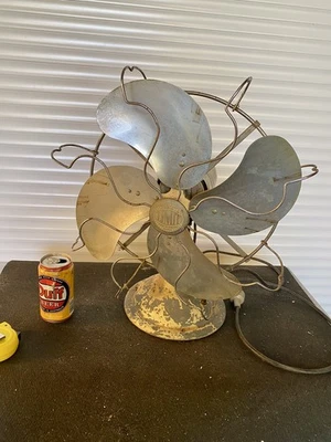 Vintage Limit Desk Top Fan Old Patina 40cm Chrome Blades Brass Rear Working - image 1 of 4