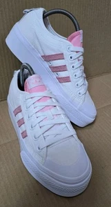 ADIDAS NIZZA SNEAKER GRÖßE UK 6 PLATEAUSOHLEN WEISS & PINK TADELLOS - Bild 1 von 10