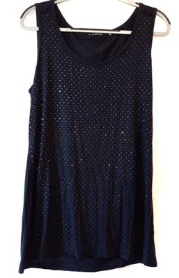 Camiseta sin mangas ELIE TAHARI brillante talla L nueva con etiquetas precio de venta sugerido por el fabricante $148 fiesta elegante azul marino Foto 1 de 4