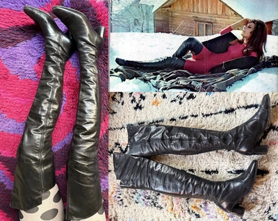 VTG 90s does 60s 💜 THIGH HIGH Perry GOGO US 7 7.5 UK 4.5-5 MOD OTK FETISH Boots - Image 1 of 4