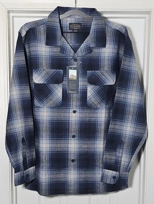 Pendleton Cotton Board Shirt Size Large Woven Plaid Loop Blue - Image 1 of 4