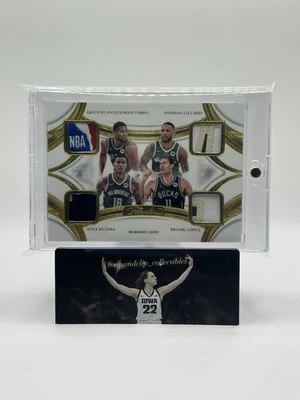 2024-25 Flawless Antetokounmpo/Lillard/Kuzma/Lopez Gold Quad Logoman Patch /10 - Image 1 of 2