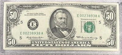 1969 Richmond $50 Dollar Bill Fr. 2114-E FRN E00238938A 50BL55 LOW SER. NO.!! - Image 1 of 2