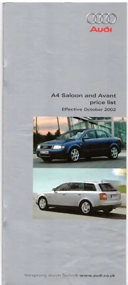 Audi A4 седан и авант спецификации 2002-03 Великобритании рынка брошюра - Изображение 1 из 2