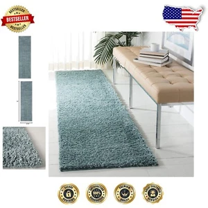 Transitional Aqua Shag Runner Rug - 2'3" x 6' - Elegant Comfort for Every Room - Picture 1 of 11