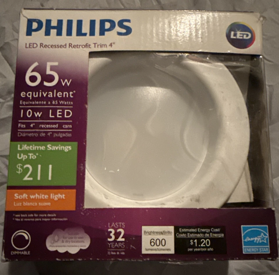 PHILIPS LED Recessed 4" Retrofit Trim Kit 65W Equivalent Soft White - Image 1 of 1