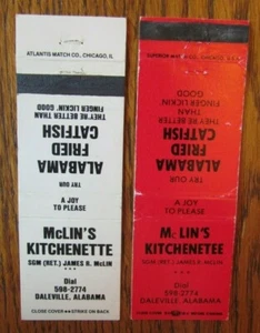 DALEVILLE, ALABAMA MATCHBOOK COVERS: McLIN'S KITCHENETTE RESTAURANT MATCHCOVERS - Picture 1 of 2