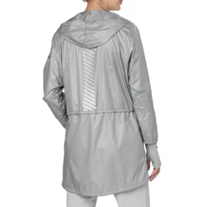Asics Women XL White Gray Running Jogging Exercise Jacket Hoodie Rain Jacket New - Picture 1 of 10