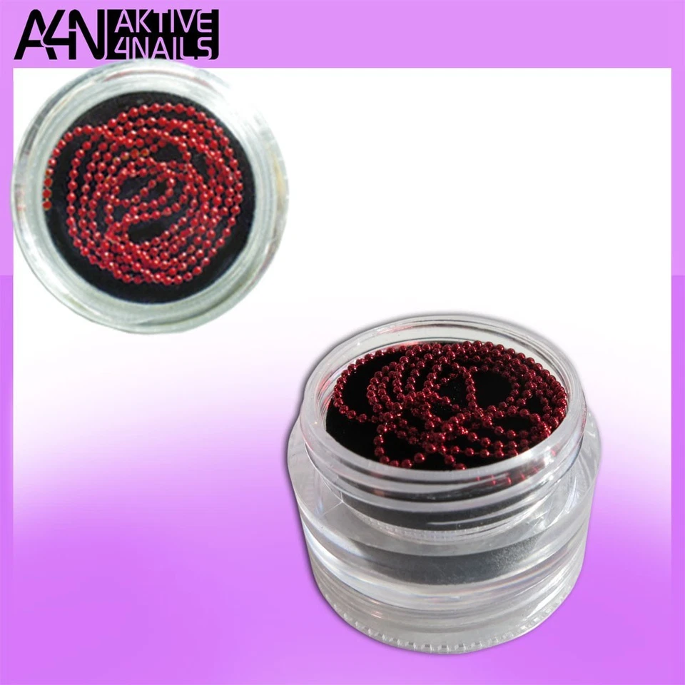 PERLENKETTE  rot - 30cm - Nagelschmuck - Nailart - Fingernägel - Perlen -  - Bild 1 von 1