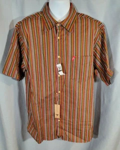 Men Lng Woven Brown S/S Shirt Size 3XL Cool Pattern Giraffe Star All Over Print - Picture 1 of 7