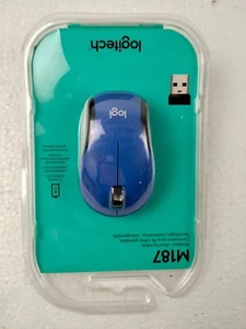 Logitech Wireless Mini Mouse M187 Pocket Sized For Laptops Royal Blue - Picture 1 of 2