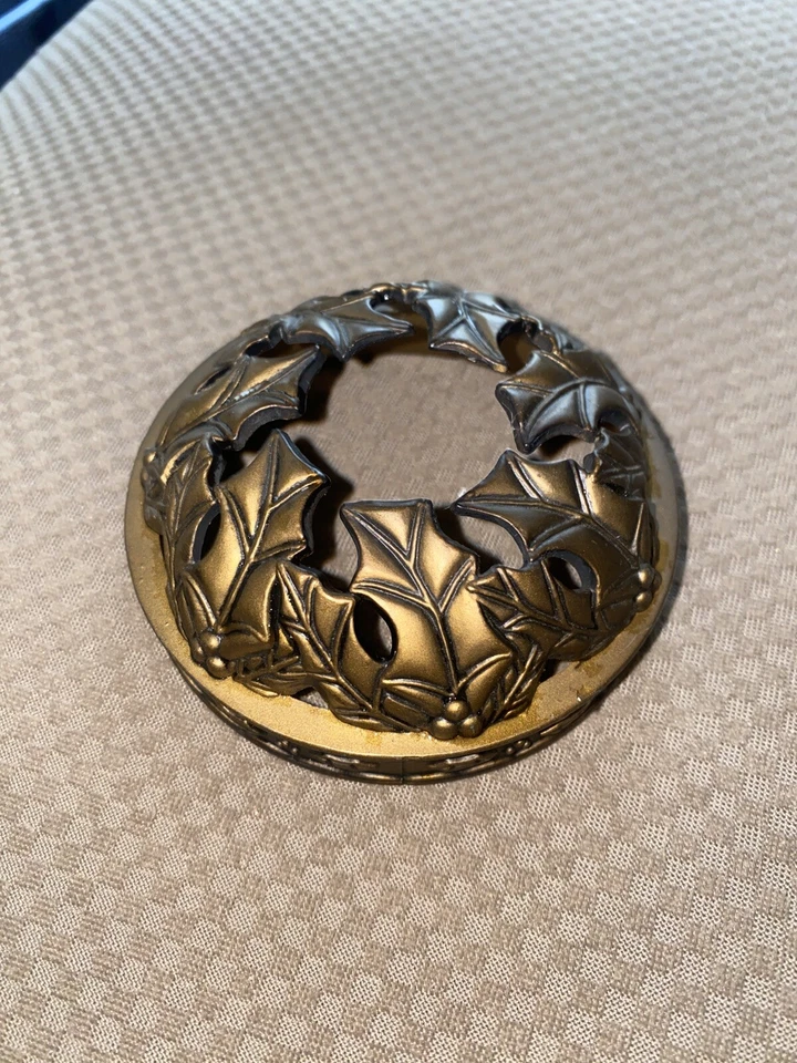 Yankee Candle Metal Jar Topper. Antique Gold. Christmas Holly - Изображение 1 из 4