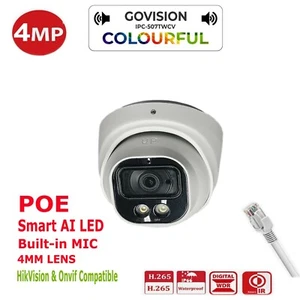 TELECAMERA CCTV IP POE 4MP INTERNO/ESTERNO SMART LED COLORVU 30M VISIONE NOTTURNA 4MM MICROFONO - Foto 1 di 6