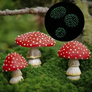 Leuchtend Fliegenpilze Deko für Garten Wohnung Tisch Dekoration Kunstharz Pilz - Bild 1 von 6