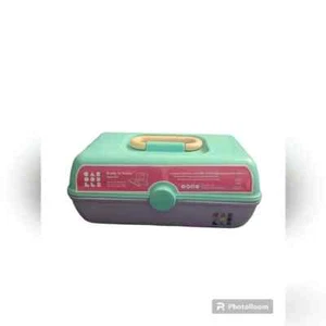 Caboodles “Pretty in Petite” Make-up Cosmetic Case Mint Green & Lavender - Picture 1 of 5
