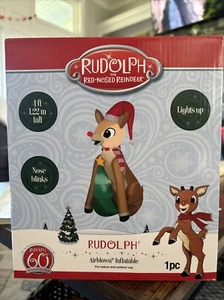 Disney Gemmy Weihnachten beleuchtetes Rudolph Rentier luftgeblasen aufblasbar 4 Fuß - Bild 1 von 1