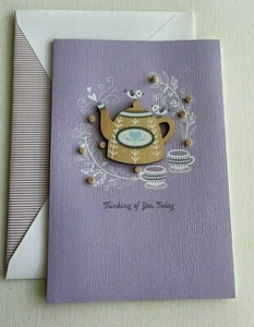 Hallmark Thinking of You Card by Signature ~ 3D Teapot filled w/Care & Concern - Picture 1 of 3