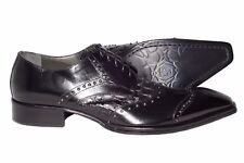 Jo Ghost 738 Italian mens black leather lace up shoes with studs and crocodile p