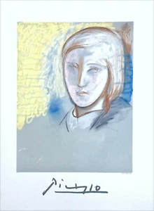 Pablo Picasso PORTRAIT OF MARIE THERESE WALTER Lithograph Pastel Portrait Sketch - Picture 1 of 3