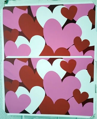 Set of 2 Same Printed Vinyl Placemats(12"x18")LOVE,PINK,RED & WHITE HEARTS#2,ELH - Image 1 of 4