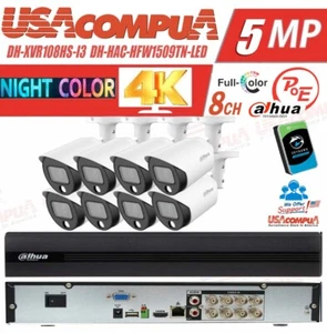 DAHUA 8CH 4k Security CCTV Camera System Kit 5MP Bullet Full Color Lot - Picture 1 of 21