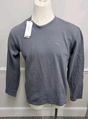 Lacoste Thermal Gray Waffle Knit Long Sleeve Sleepwear Shirt Large - Image 1 of 4